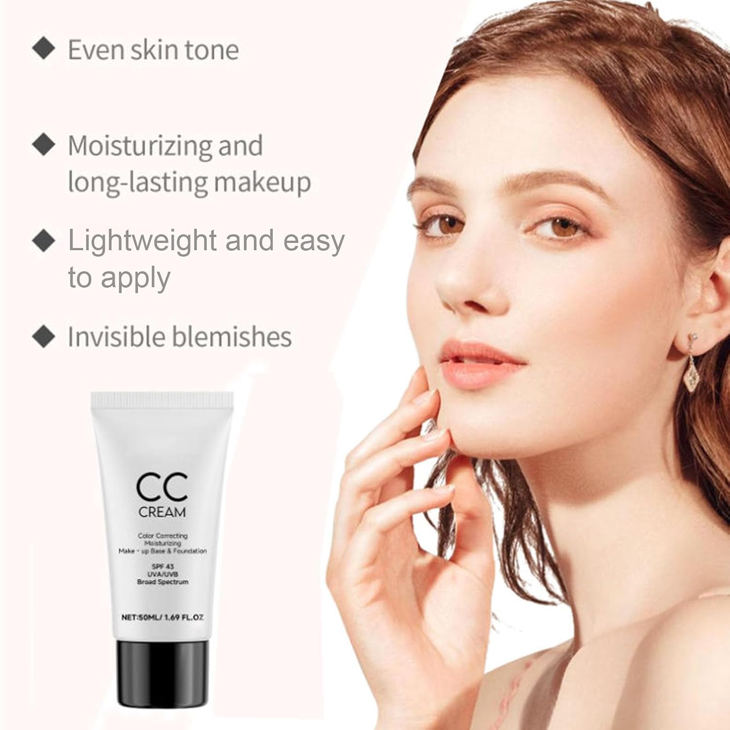 CC Cream, Korean CC Cream, Corrects Skin Tone, Lightweight and Moisturizing, All-Around Coverage Foundation, Specially Formulated for Mature Women, Suitable for All Skin Types, 50ml/1.69 Fl.Oz