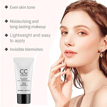 CC Cream, Korean CC Cream, Corrects Skin Tone, Lightweight and Moisturizing, All-Around Coverage Foundation, Specially Formulated for Mature Women, Suitable for All Skin Types, 50ml/1.69 Fl.Oz