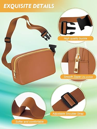 Miniatura 4 de FIORETTO Riñoneras para mujeres y hombres, a la moda, mini bolso cruzado con correa ajustable, bolsa pequeña para la cintura para correr,