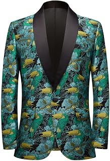 KIRANDY Fashionable Embroidered Dinner Jacket, Men's Stylish Suit Coat with Elaborate Embroidery Details (Color : Green Woodpecker, Size : Large)