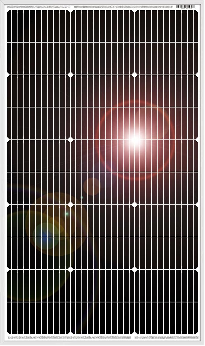 DOKIO Panel Solar 100W 18V monocristalino alta eficiencia robusto para carga de batería de 12v