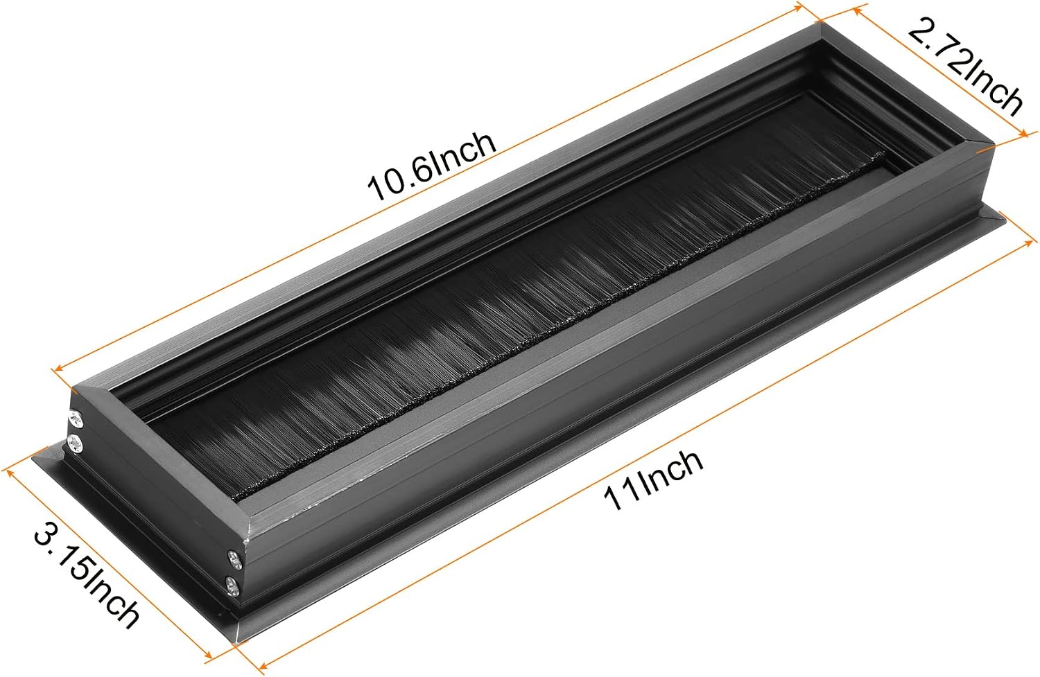 YOKIVE Desk Cable Hole Cover with Brush, Aluminum Alloy Grommet Great for Office, Home, Daily Use (269x69mm, Black)