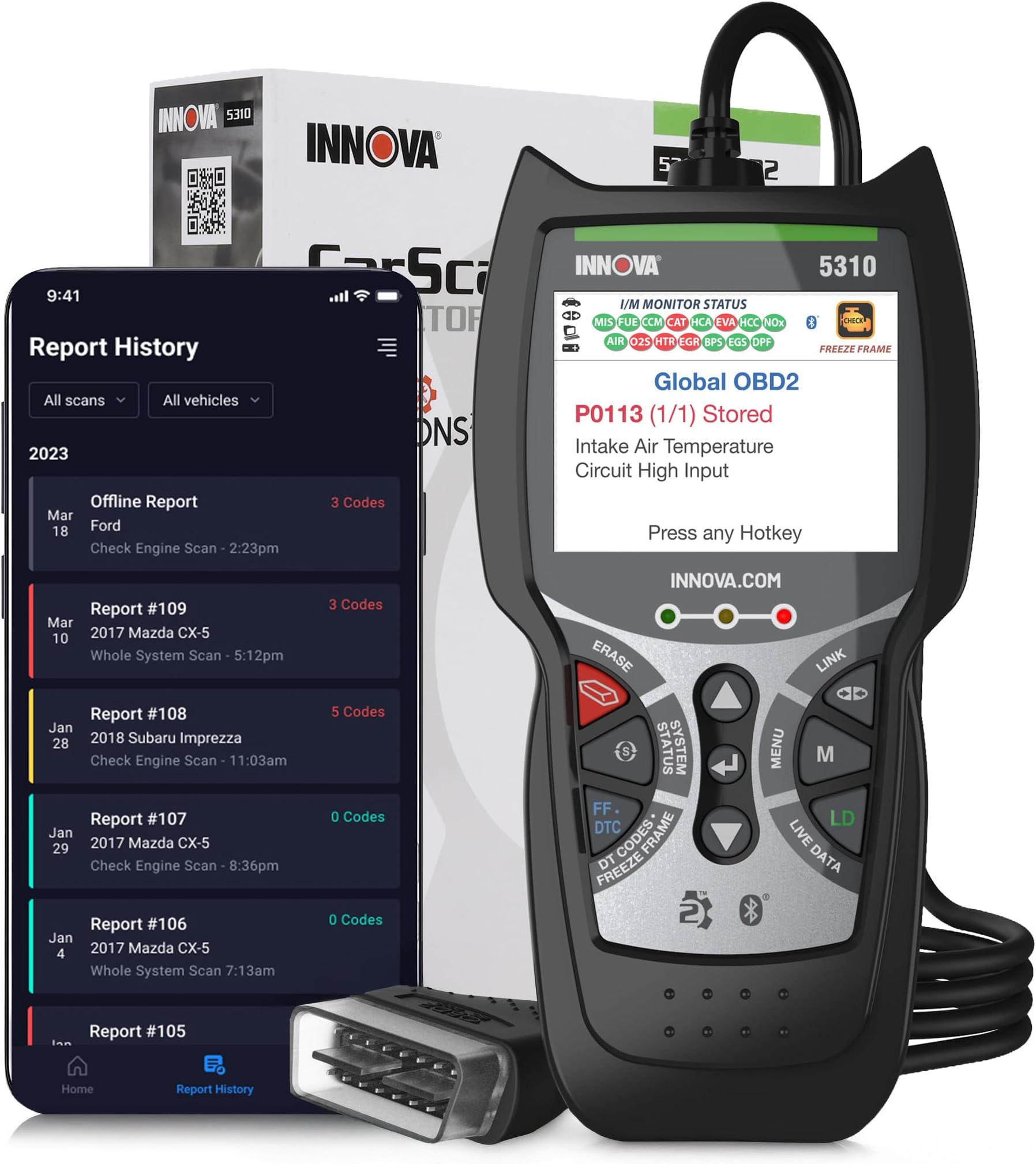 5310 OBD2 Scanner โ ABS & SRS Code Reader, Check Engine Light Diagnostic Tool with Battery Test, Oil Reset, Live Data โ Works with Most OBDII Vehicles 1996 & Newer