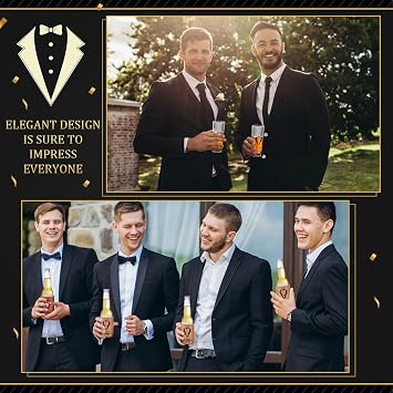 20Pcs Groomsmen Gifts Groomsmen Proposal Box with Shot Glasses Socks Sunglasses PU Leather Toiletry Bag Bottle Opener Can Cooler Groomsman Gifts for Wedding Groomsmen Best Man Gift (20, Black)
