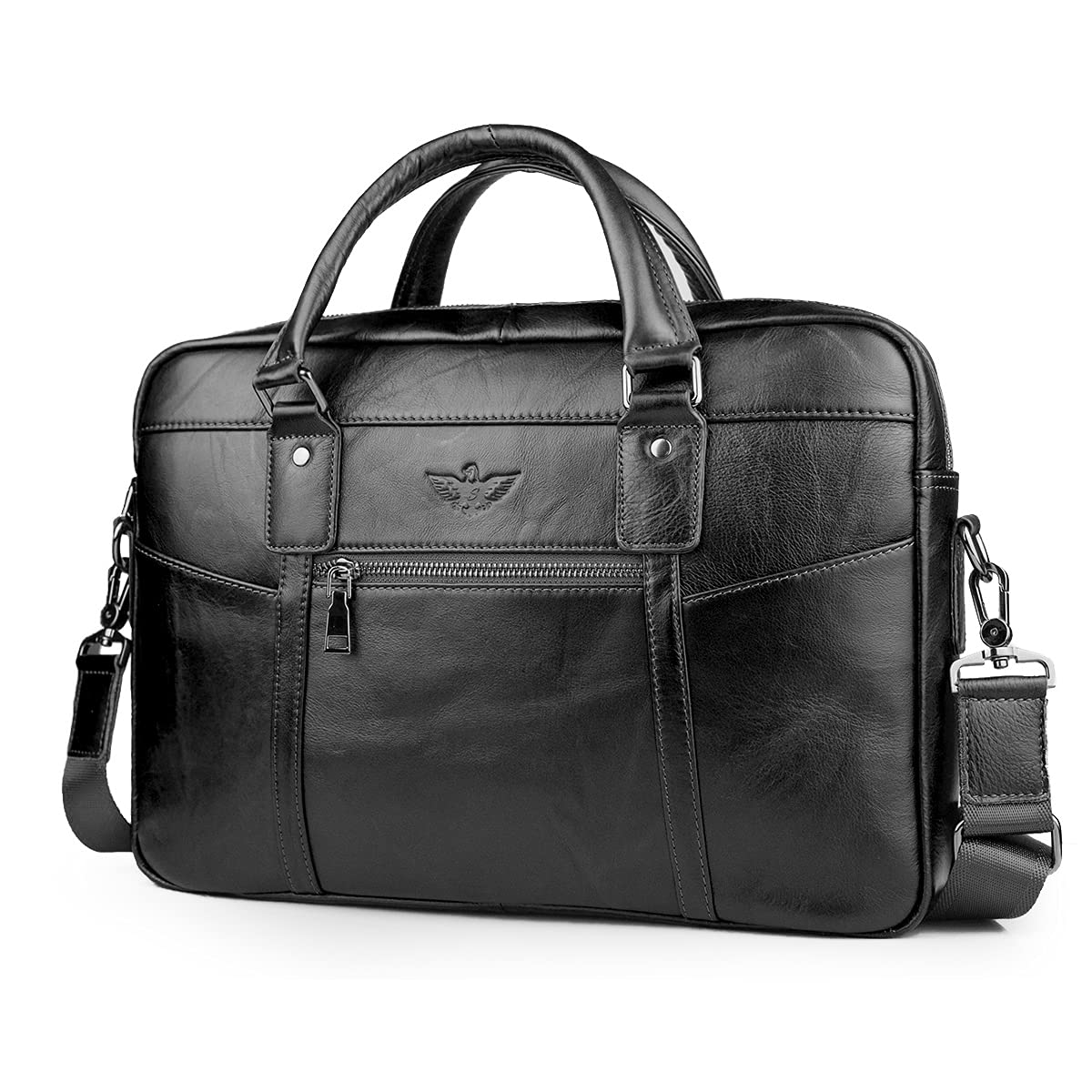BAGZY 24 OreUomo Ventiquattrore Pelle Porta PC 15.6 Pollici Borsa Lavoro Portadocumenti Uomo Business a Tracolla Regalo