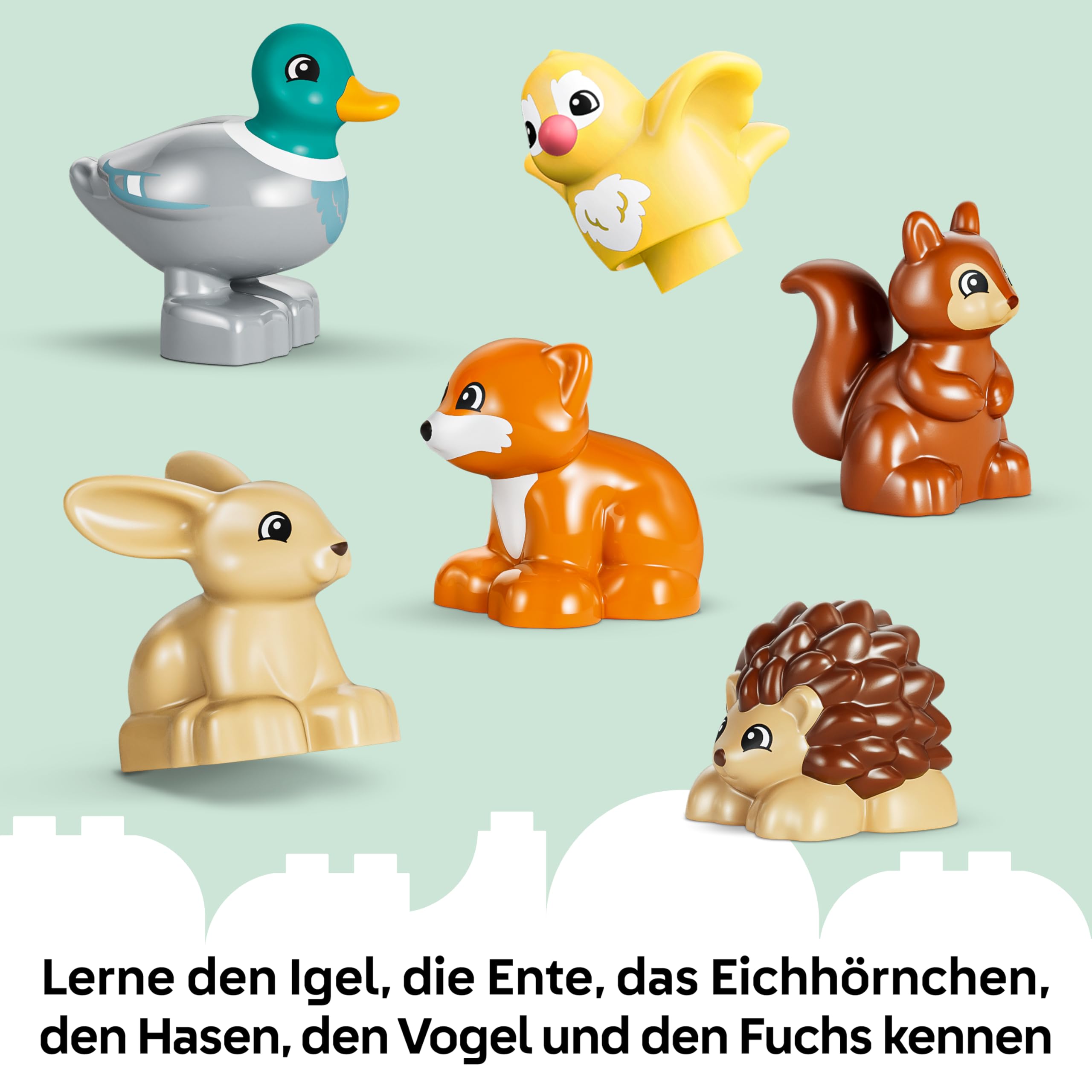 LEGO DUPLO Wald mit Wilden Tieren - Lernspielzeug für Kleinkinder - Montessori Set mit Tierfiguren, Bäumen und Spielmatte - Geschenk für Mädchen und Jungen ab 3 Jahren - 10480