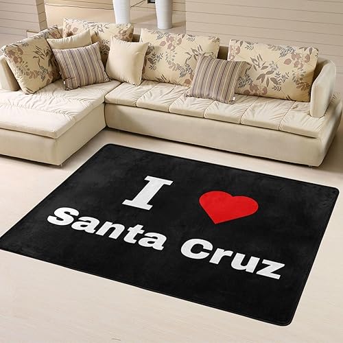 I Love Santa Cruz Area Rug 63x48in Rugs for Living