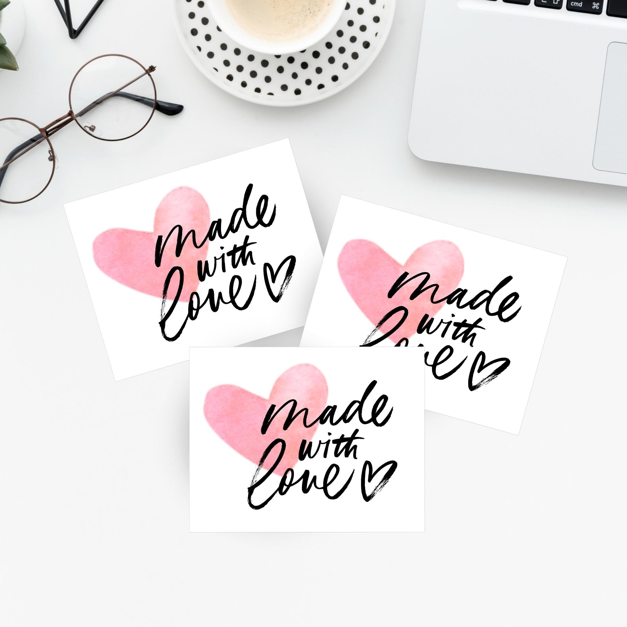 Made with Love Stickers for Small Business | Stickers for Packaging | Modern Design | 100 pcs | Self-Adhesive Stickers
