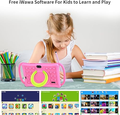 Miniatura 5 de PRITOM Tabletas para niños de 7 pulgadas, 32 GB, tableta para niños pequeños con funda sin cremallera, WiFi, cámara dual, educación, juegos,