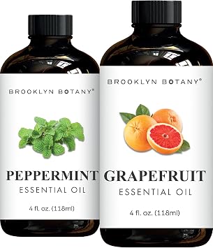 Brooklyn Botany Peppermint & Grapefruit Essential Oils 4 Fl Oz Pack of 2 100% Pure & Natural Fresh & Zesty Aromatherapy Blend