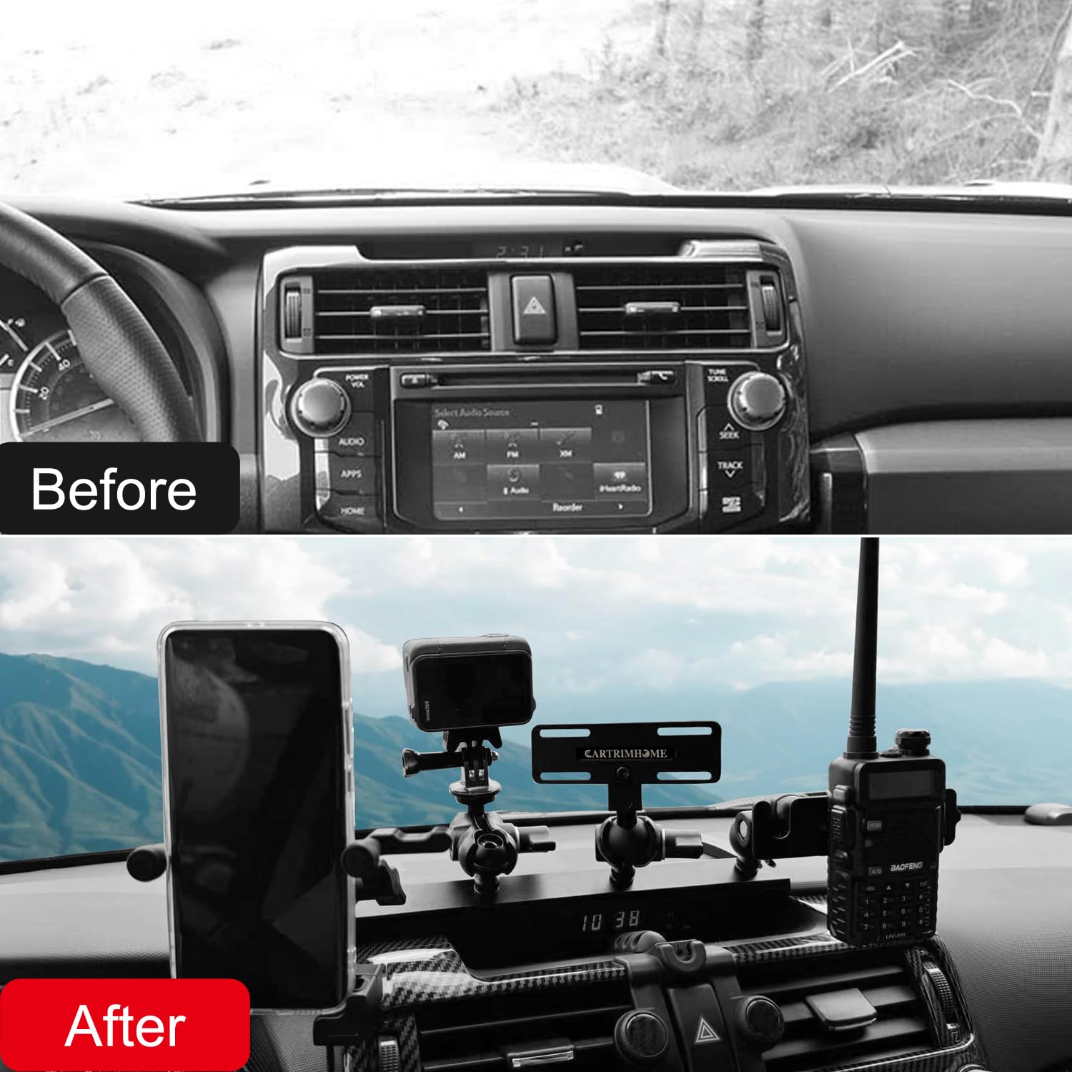 ITrims Car Phone Holder for Toyota 4Runner 2010-2024, Universal Smartphones, Dashboard Mount, Adjustable, Quick Release Button