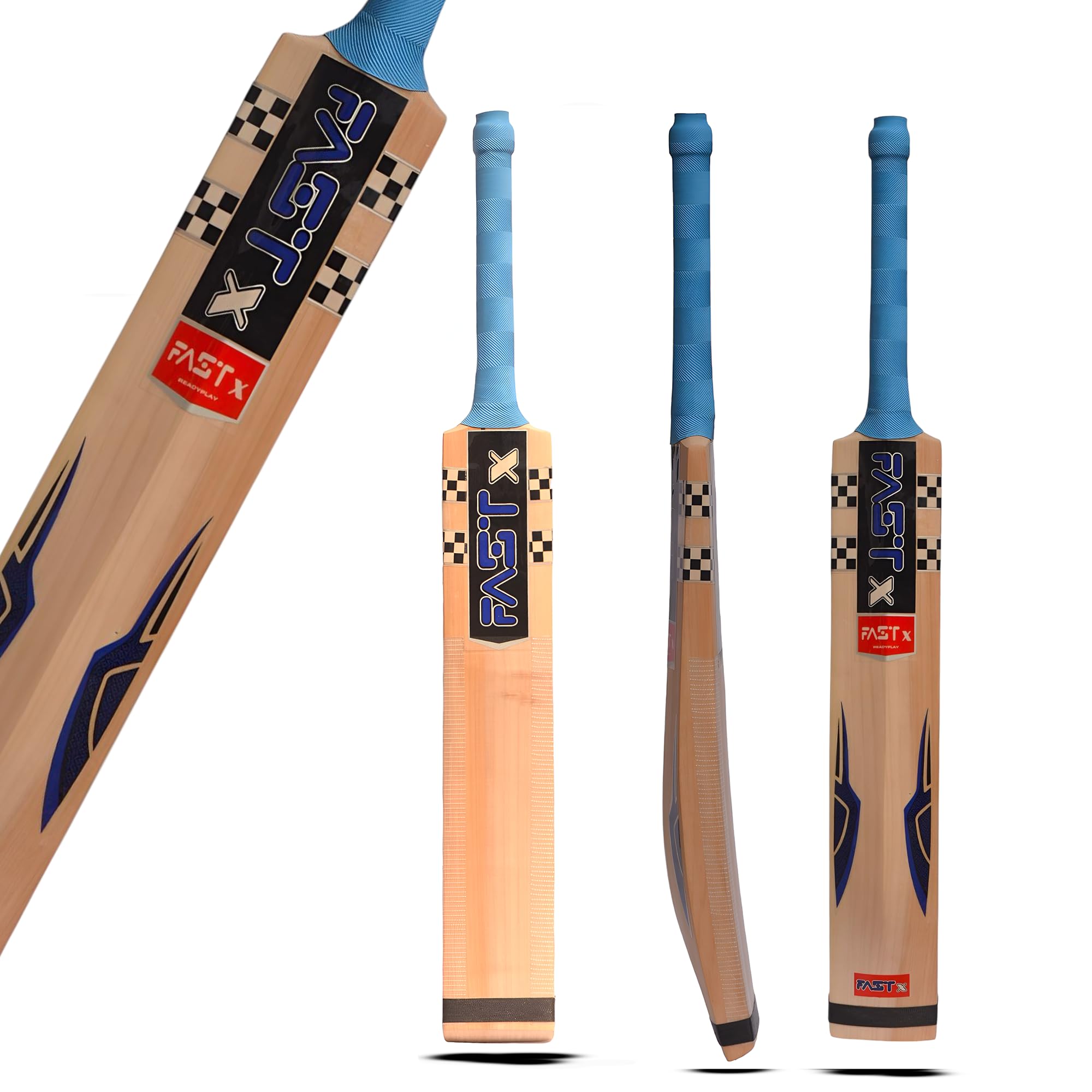 FAST X Premium Kashmiri Willow Cricket Bat, Professional Grade with Singapore Cane Handle, Ultra-Soft Grip, Large Sweet Spot, Blue Handle-image-33