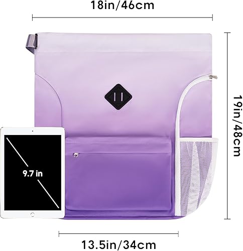 Miniatura 7 de WANDF Mochila deportiva con cordón y compartimento para zapatos, resistente al agua, para mujeres y hombres, Gradiente morado grande, Mochilas