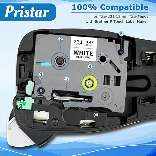 Vista 74 de Pristar Paquete de 3 cintas de etiquetas de 0.35 pulgadas compatibles con Brother TZe-221 TZ-221 TZe TZ Cinta blanca laminada de 0.354 in 0.35 Negro