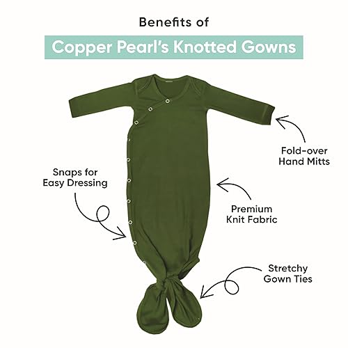 Miniatura 2 de Copper Pearl Vestido de bebé anudado - Pijamas de recién nacidos anudados para bebé niño y niña, vestidos de bebé de manga larga suaves y elásticos