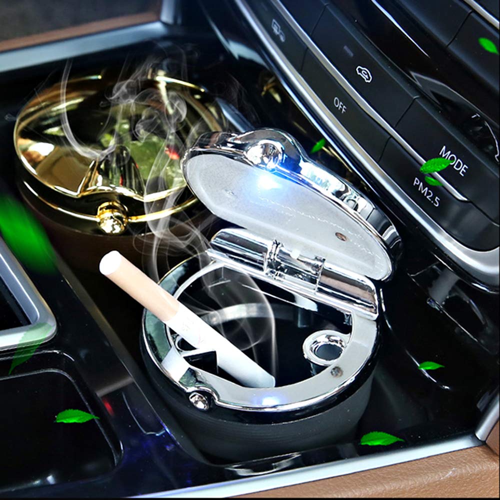 Cendrier Couvercle Geoyien Cendrier De Voiture Avec Couvercle Anti-odeurs - Lumière LED - Grande Capacité - Amovible Cendrier Voiture LED Couvercle Anti-odeurs Amovible