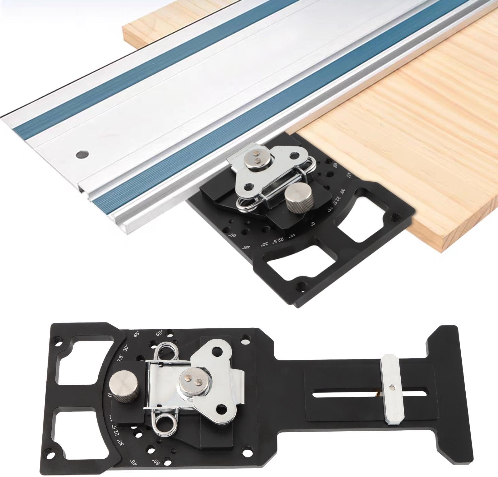 Adjustable Angle Track Saw Square, 11-Position Adjustable (-60° to 60°), for Festool/for Makita/for Milwaukee, CNC-Machined for Precision Cutting