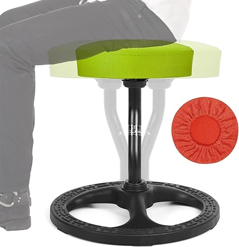 Miniatura 17 de Silla para TDAH para niños, sillas de yoga para adultos, taburete oscilante con asiento flexible para escritorio con base antideslizante y funda