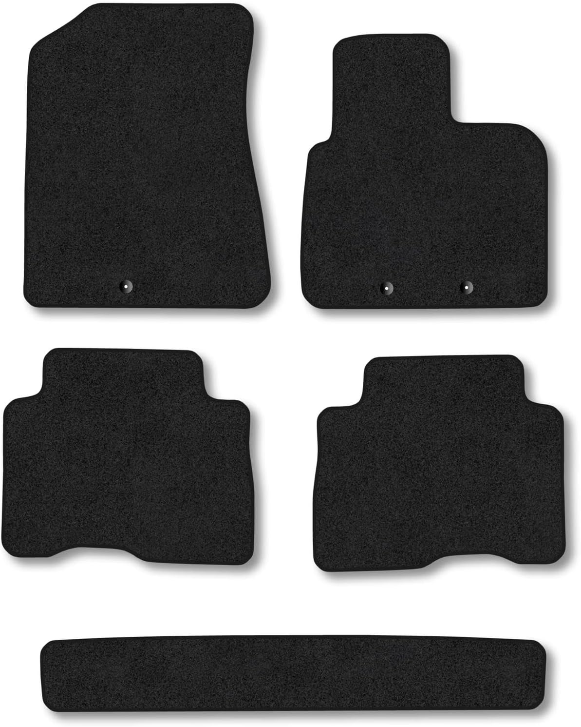Kia Sorento (2012-2015) [7 Seat] Car Mats Accessories Tailored Fit Carpet Floor Mats Non Slip Black Trim Full Coverage Compatible Accessory Front Rear Set Anti Slip Granulated Backing Clips