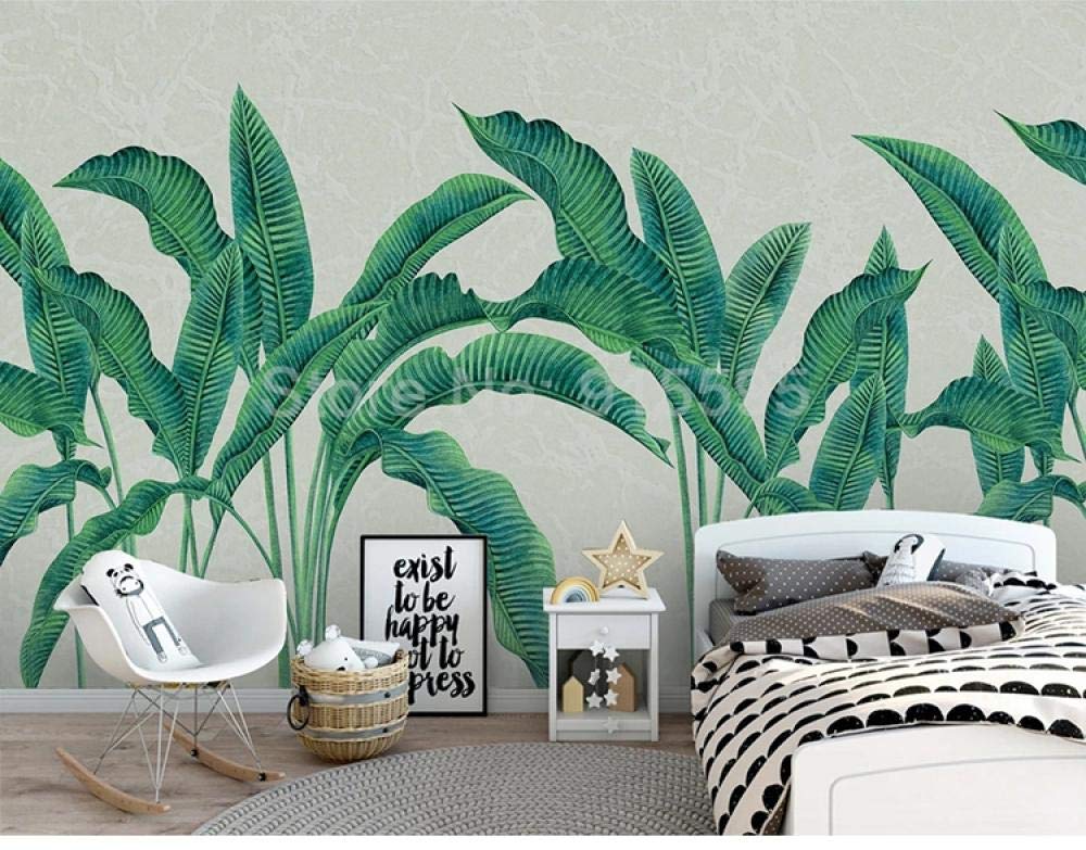Papier peint 3D feuilles vertes pour creer un salon nature et une chambre cocooning