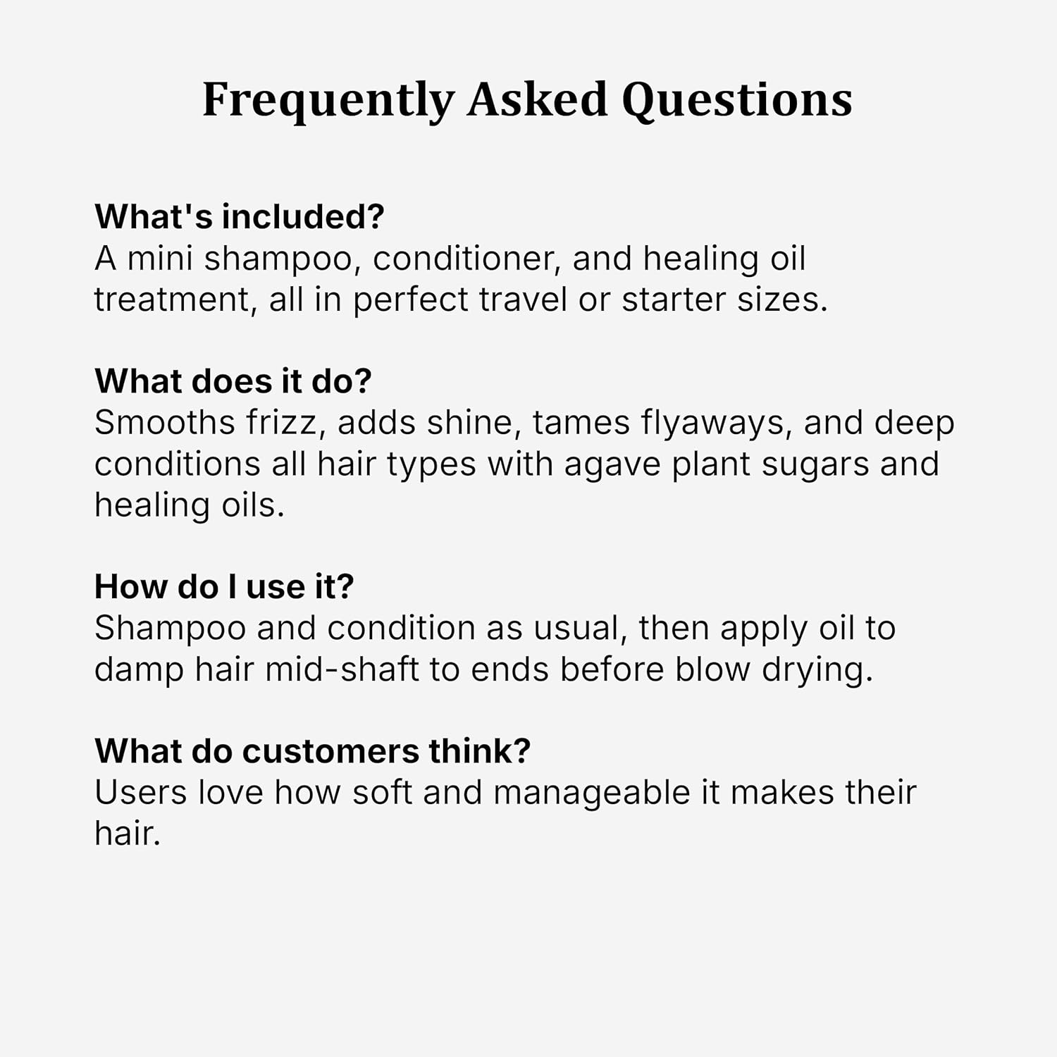 Agave Smoothing Haircare Trio with Shampoo, Conditioner & Healing Oil Treatment Hydrating & Frizz Control 3 fl oz/2 fl oz