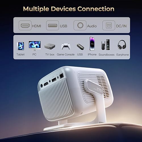 Miniatura 9 de Native - Mini proyector inteligente 1080P con WiFi 6 Bluetooth 5.4, Full HD 4K compatible con enfoque automático y Keystone, aplicaciones integradas
