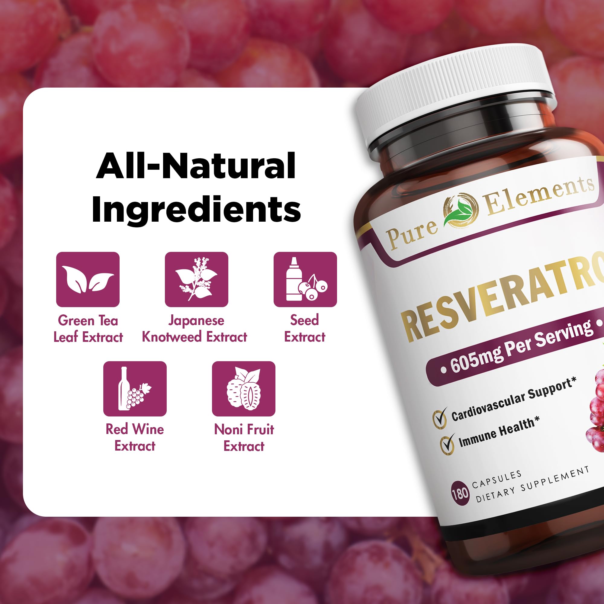 Pure O Elements Resveratrol 1450mg with Green Tea & Grape Seed 90 Day — Amazon image 5