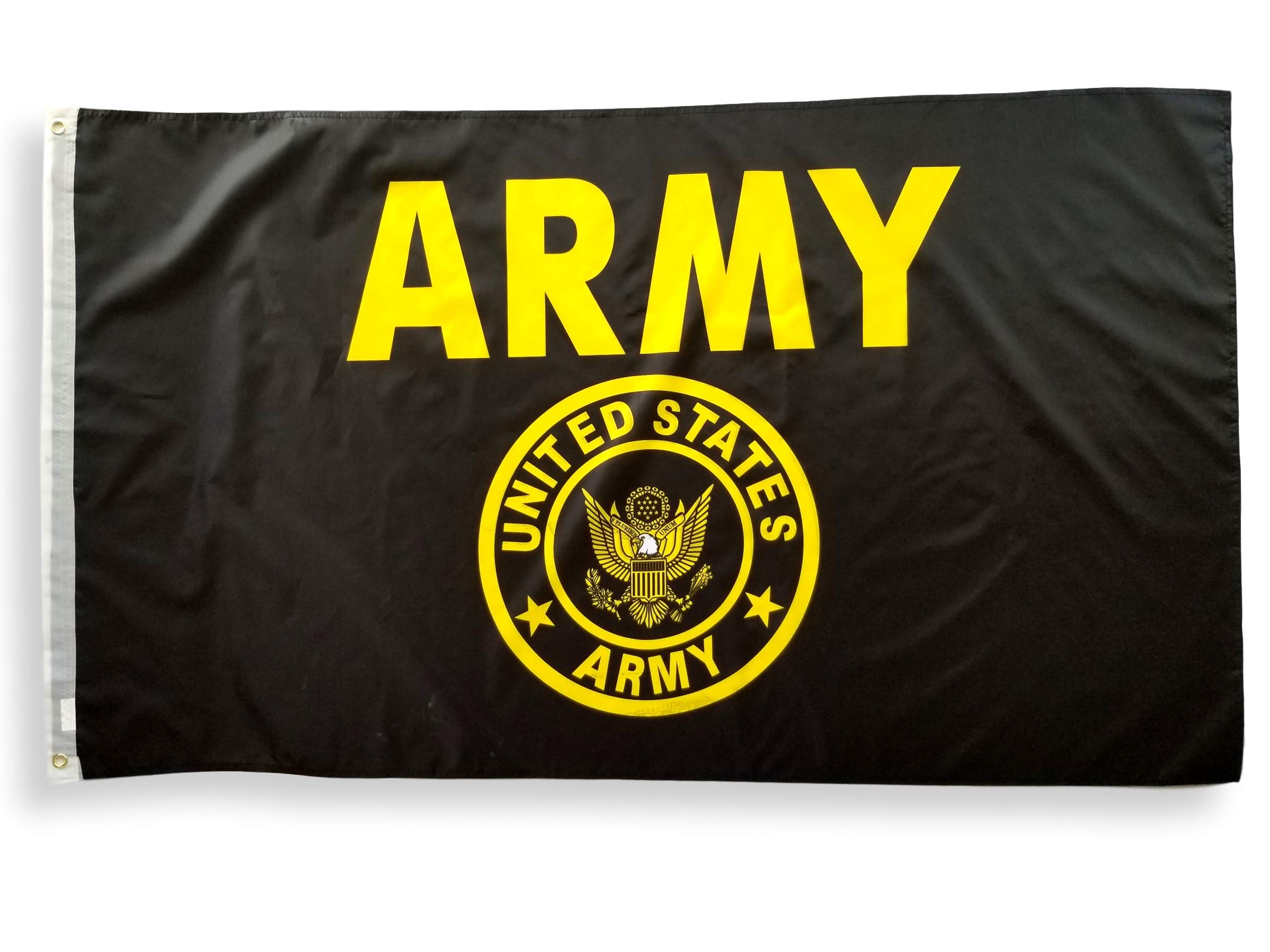 3x5 Army Flag with Gold Crest with Two Brass Grommets, 100% Polyester Fabric, and Double Stitched Edges, 3x5 Gold Crest Army Flag, US Army Flag with Gold Crest, 3x5 Military Flag, Army Flags 3x5