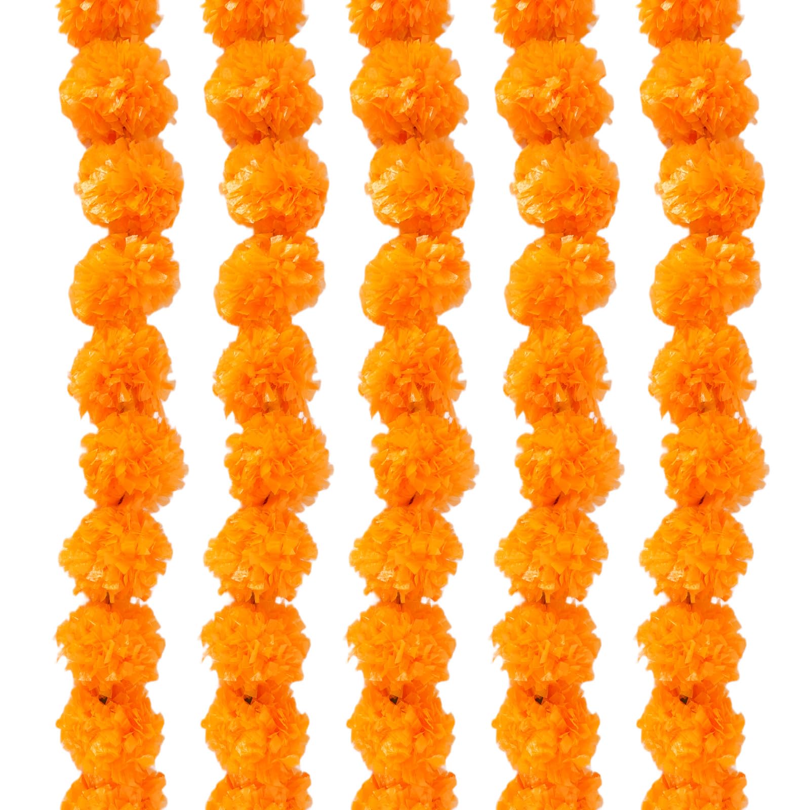 BOXOB 5pcs Marigold Flower Garland, Artificial Marigold Flowers Strands