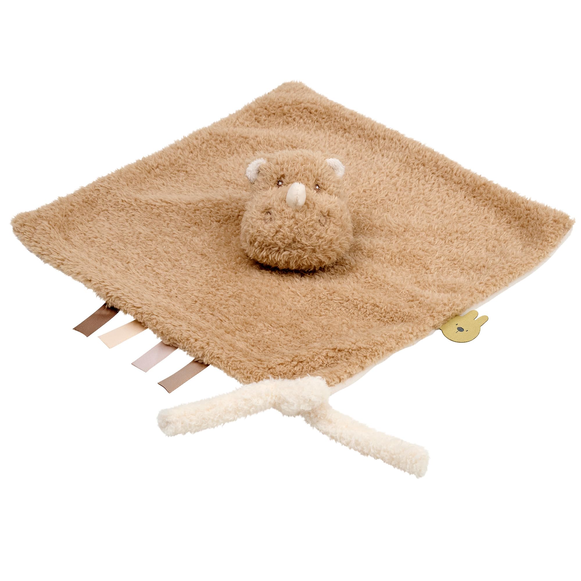 Nattou DouDou Comforter, Soft Cuddly Teddy Fabric, Baby and Infant Plush, Has Soother Attachment, Brown Rhino - Image 2