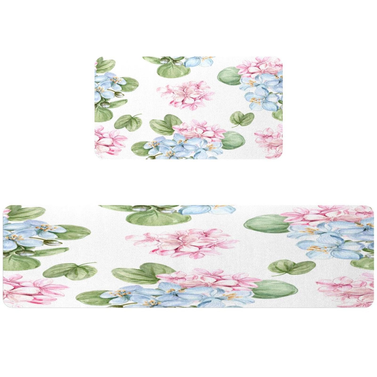 Tapis de cuisine rose et bleu anti-glisse pour sécuriser et nettoyer les sols