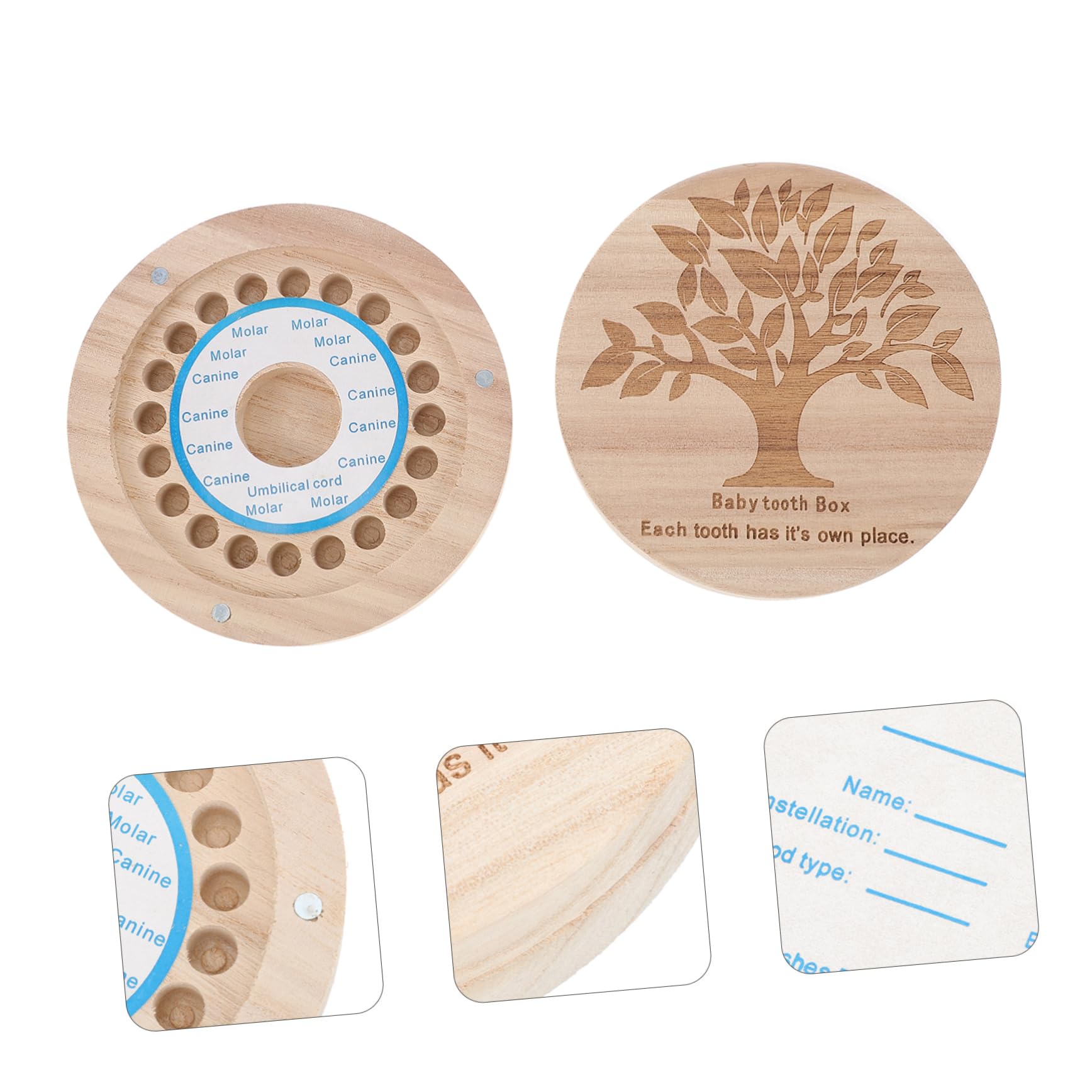 BESPORTBLE Wooden Tooth Box Keepsake Collection for Newborns Portable Storage for Teeth and Hair present for Milestones and Special Occasions
