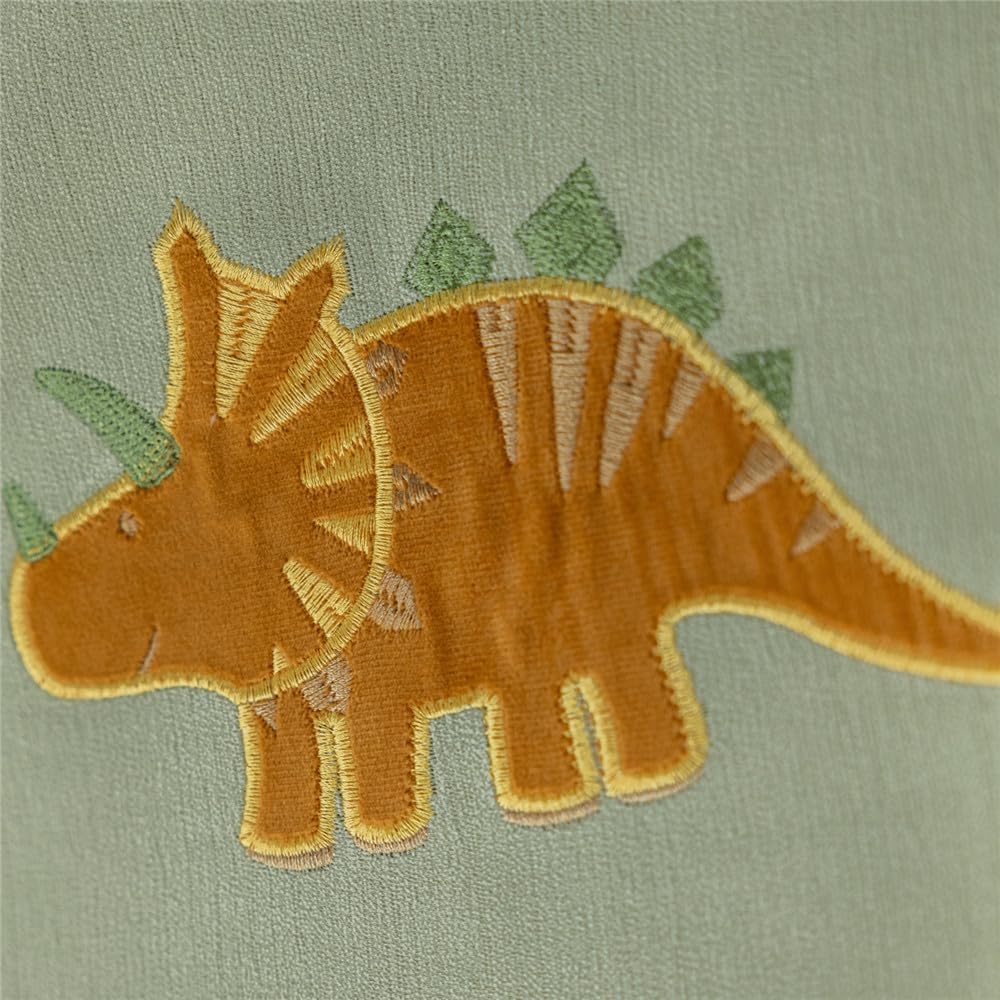 Cute Cartoon Dinosaur Embroidered Blackout Curtains for Kid's Bedroom Kid's Nursery Curtains for Boys Room Grommet Top 1 Panel (Green,W52 x L63 Inch)