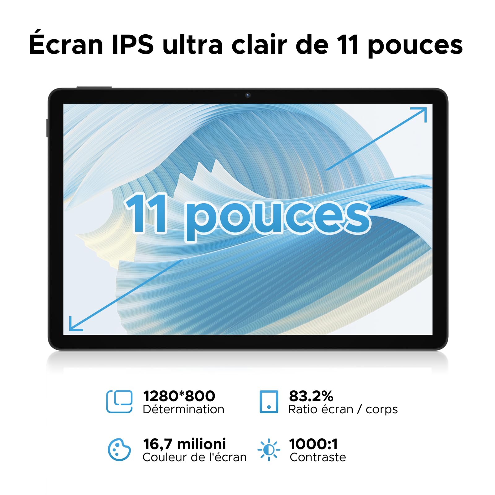 U11 Tablette Android 16 avec Gemini AI,11 Pouces 90 Hz,16GB RAM+128GB ROM(2TB TF),Octa-Core Tablette Android, 8580mAh,Corps Métallique Ultra-Mince 7,9 mm,Caméra 13MP,Widevine L1/Face ID/5G WiFi