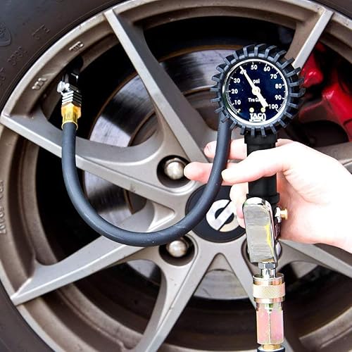 Miniatura 2 de JACO Superior Products FlowPro - Medidor de inflado de neumáticos (100 PSI) con portabrocas de aire Dually Lightning serie T (kit de paquetes)