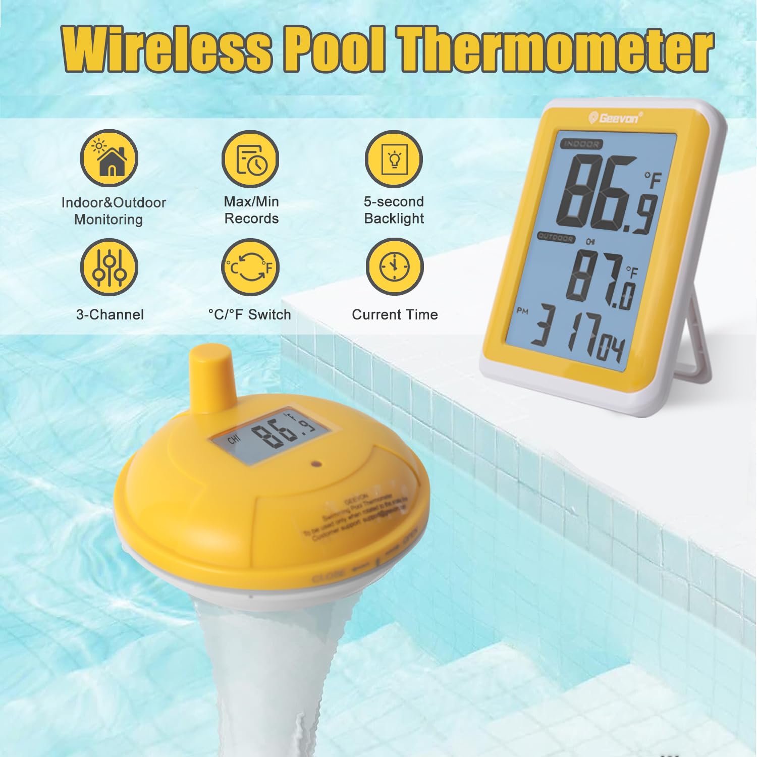 GEEVON Funk Poolthermometer Schwimmend