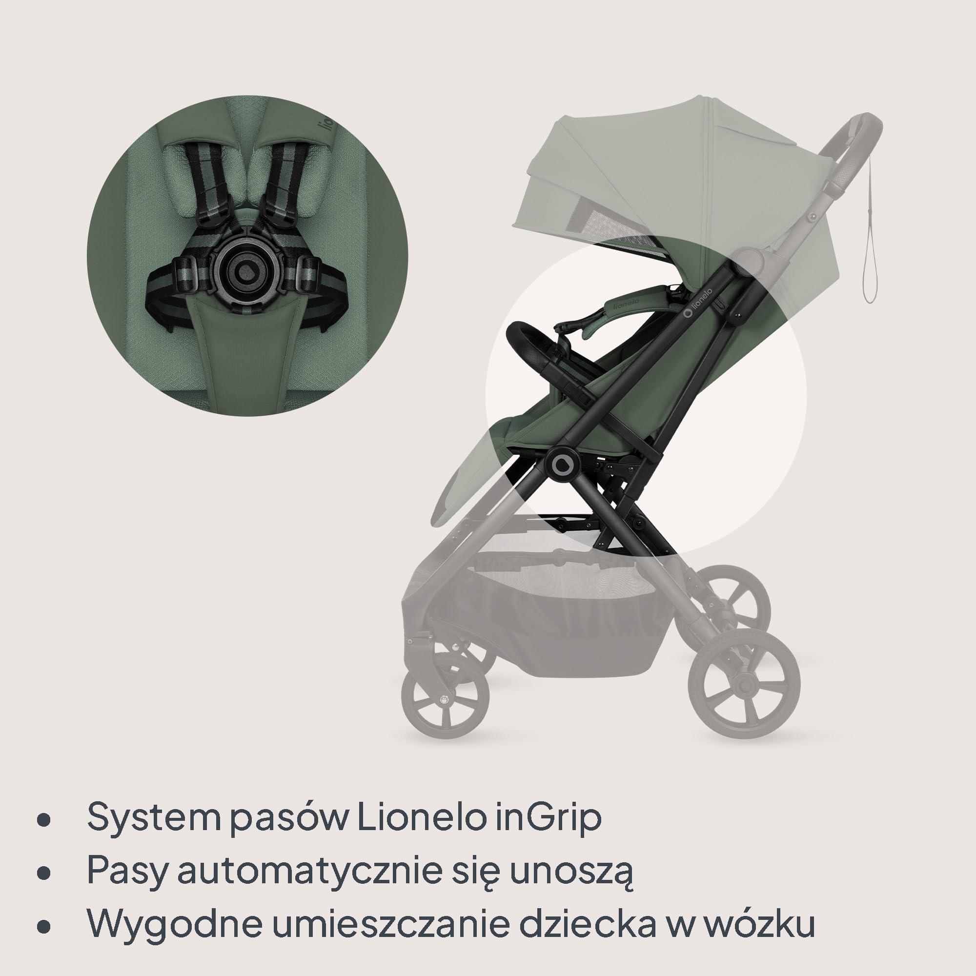 Lionelo Tansi wózek podróżny do 22 kg, 6 miesięcy – 4 lata, kompaktowy, składany jedną ręką, kółka GravelTech, pozycja leżenia 92 cm, osłona z ochroną UPF50+, wodoszczelny, kosz do 3 kg