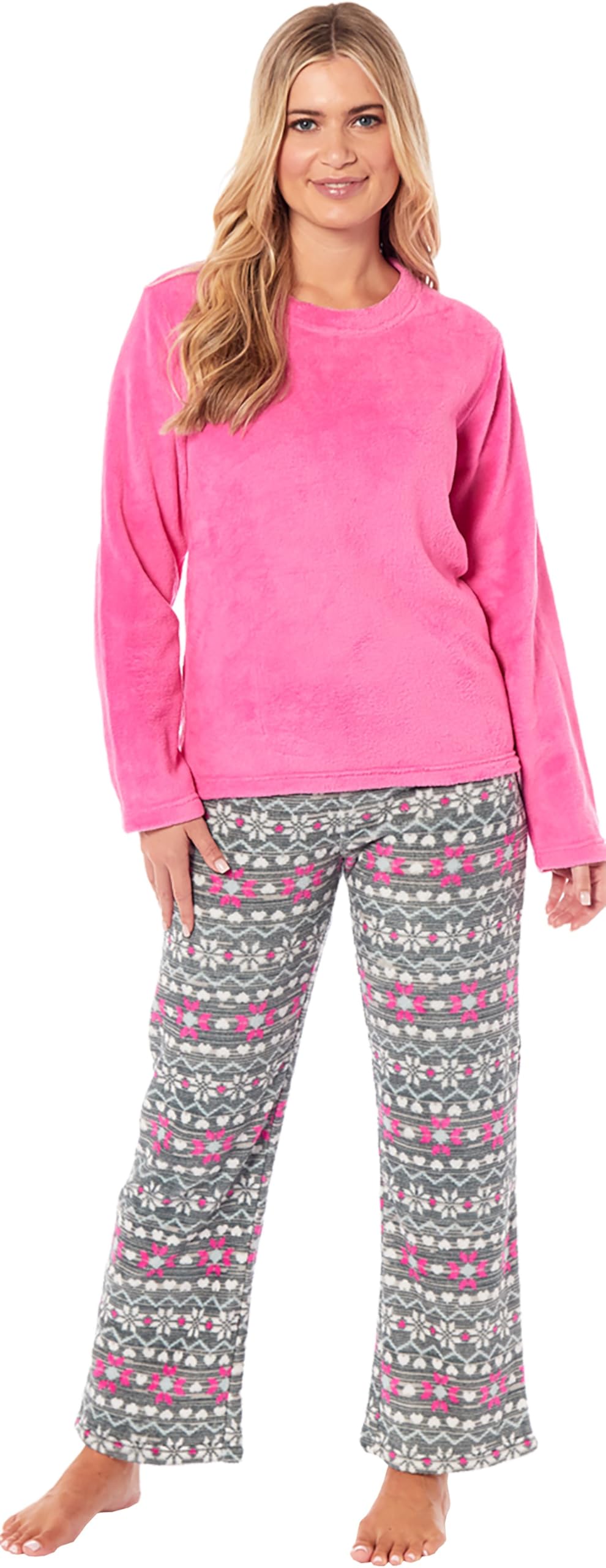 Kate Morgan Women's Lilac Pyjamas Warm Fleece Pyjamas For Sets Pjs S-Xl | Soft Twosie Pyjama Set For Gifts For Her S