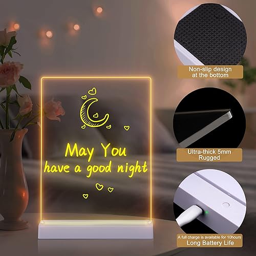 Miniatura 2 de Pizarra acrílica de borrado en seco con luz 83 x 118 pulgadas recargable transparente pizarra de borrado en seco LED de acrílico con 7 marcadores de