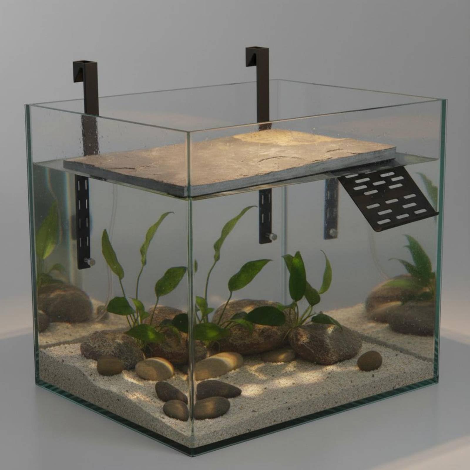 hängende Schildkrötenplattform leicht zu befestigen Schildkröten- Sonnenplatz rutschfest basking Plattform für Aquarium, Groß, Verbesserter Ausbruchschutz