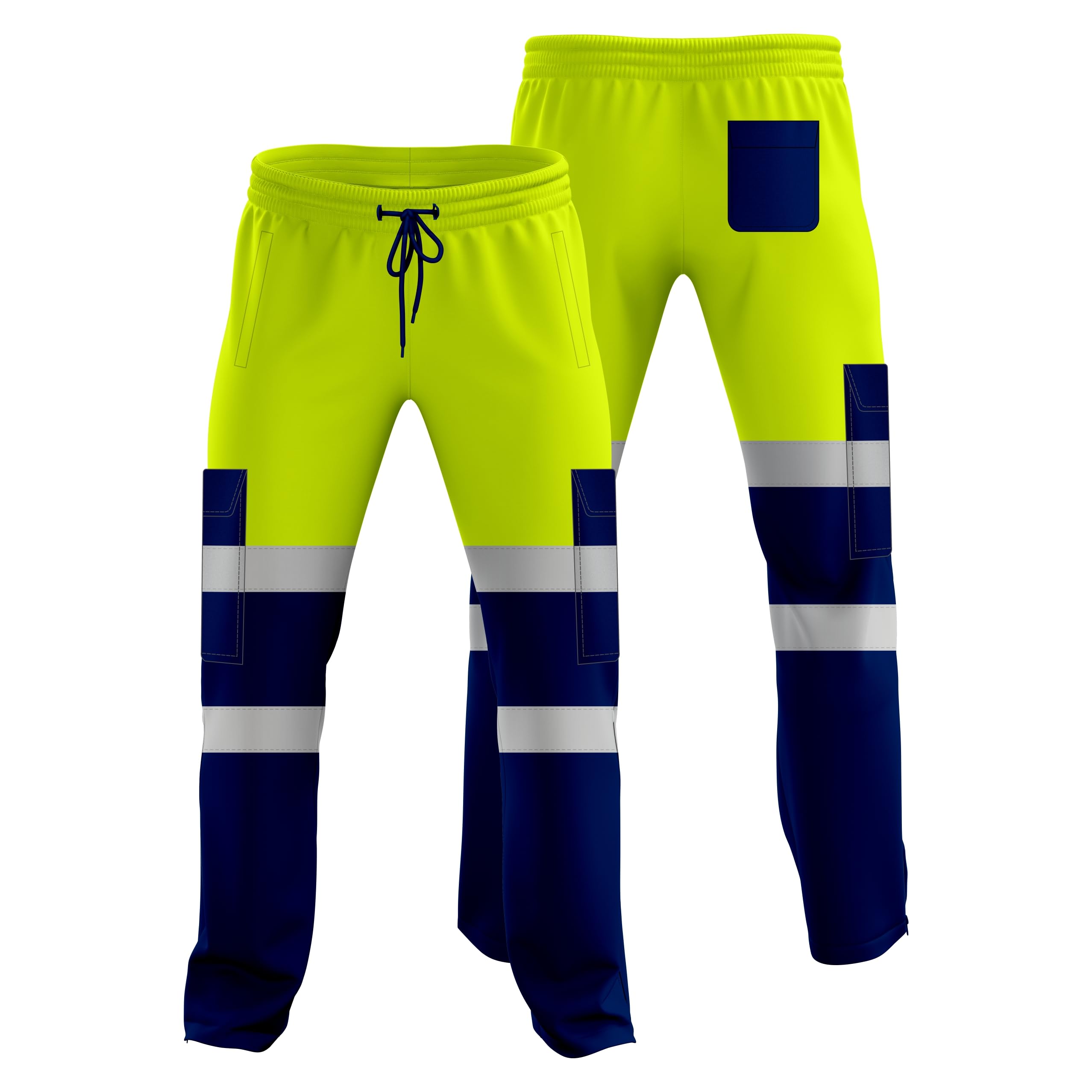 mymixtrendz Pantalon de jogging bicolore haute visibilité pour homme avec bande réfléchissante