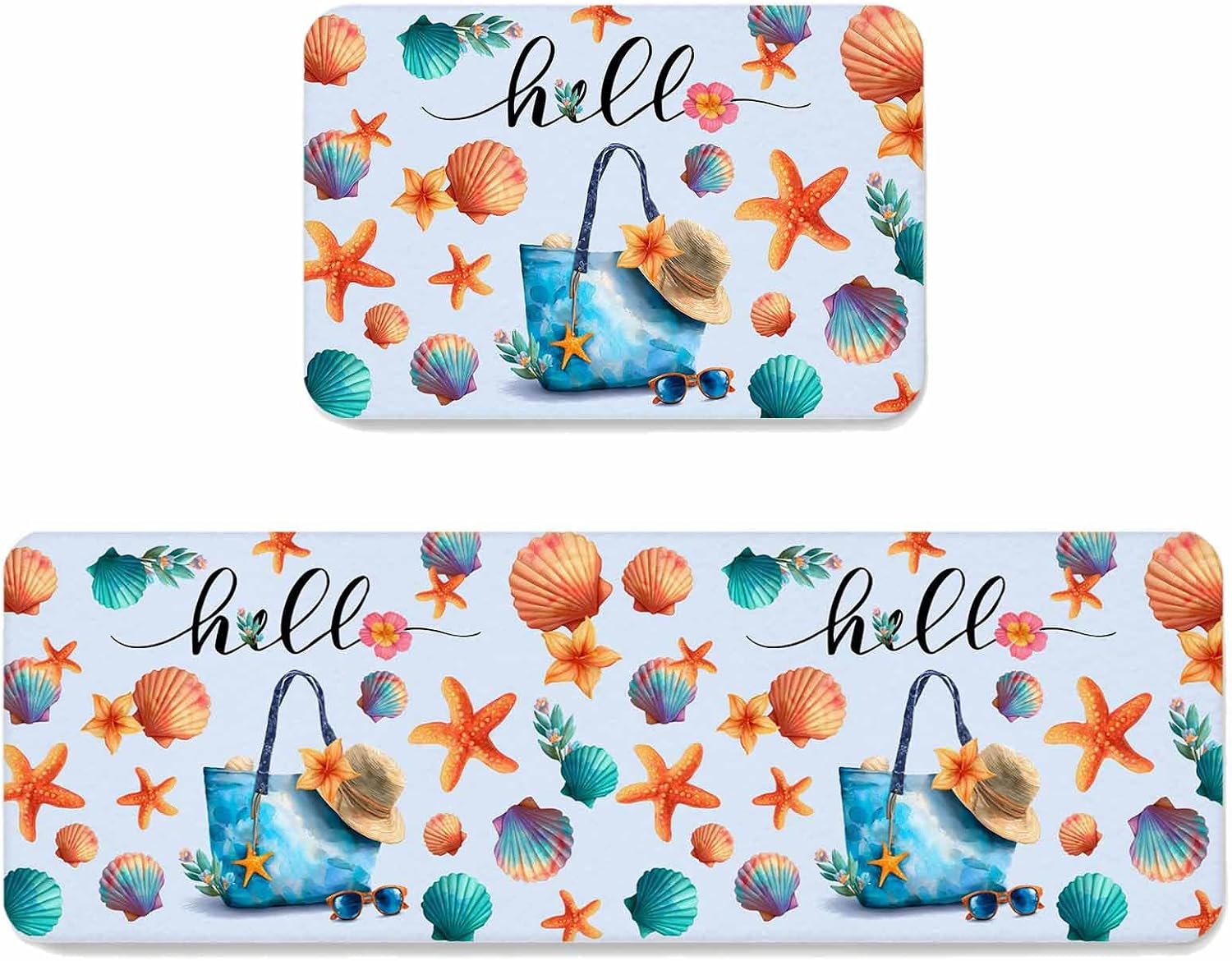 Prime Leader Independence Day Kitchen Mat Set 2 Pieces Black Labrador Cute Golden Retriever White Star Non Slip Kitchen Rugs Washable Runner Rug Mats for Sink Laundry (19.7" x 31.5"+19.7" x 63")