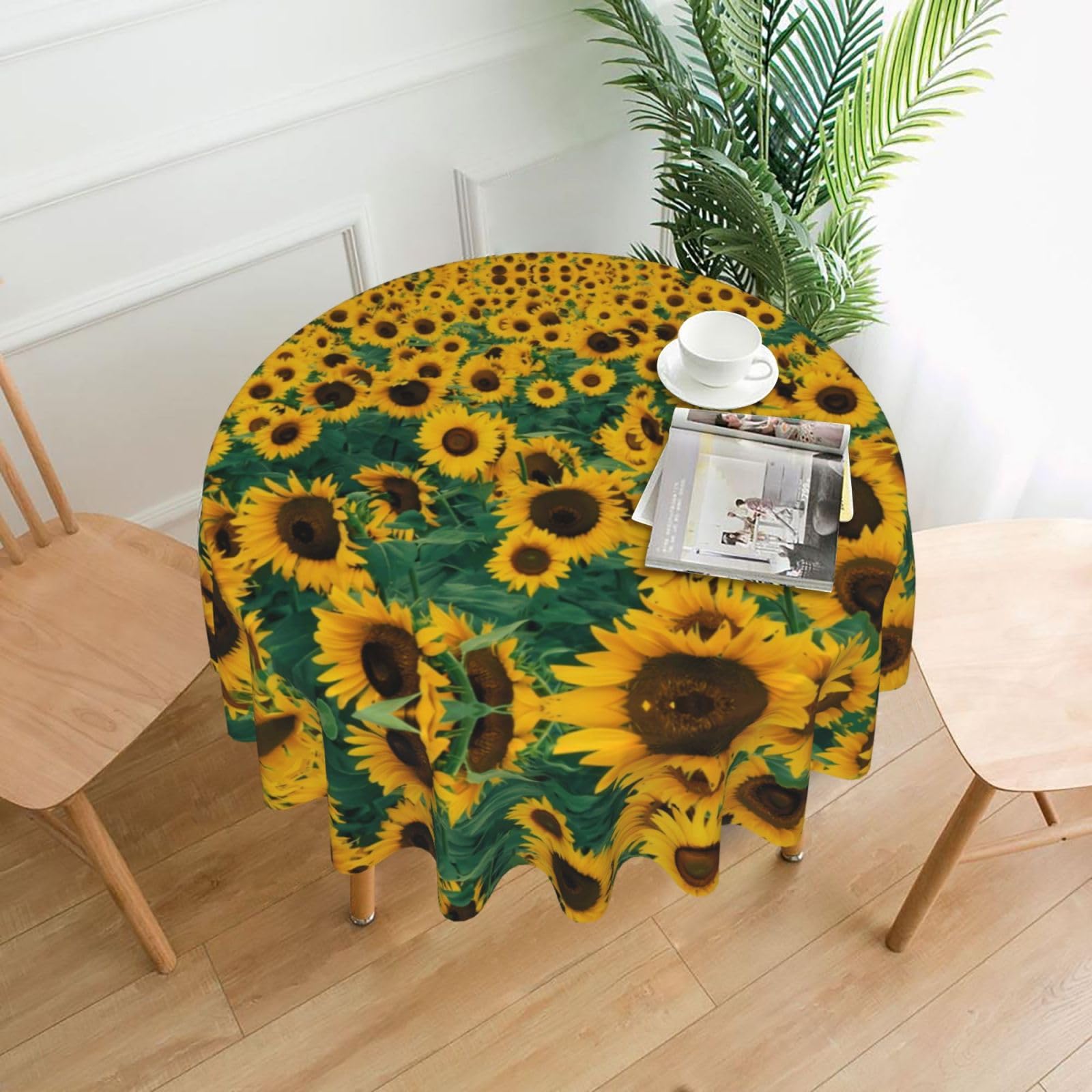 YYHWHJDE Many Beautiful Sunflowers Prints Round Decorative Tablecloth 60in - High-Grade Polyester Throw for Elegant Dining & Festive Gatherings