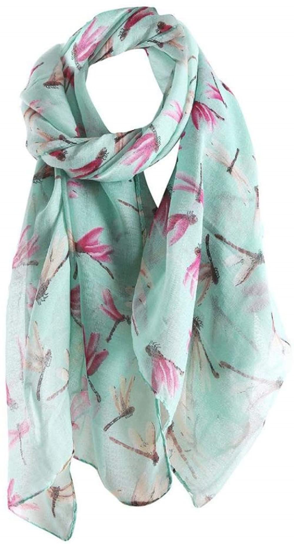 A Liittle Tree Women's Turquoise -Dragonfly Print Lady Fashion Stylish Soft Scarf (Turquoise)