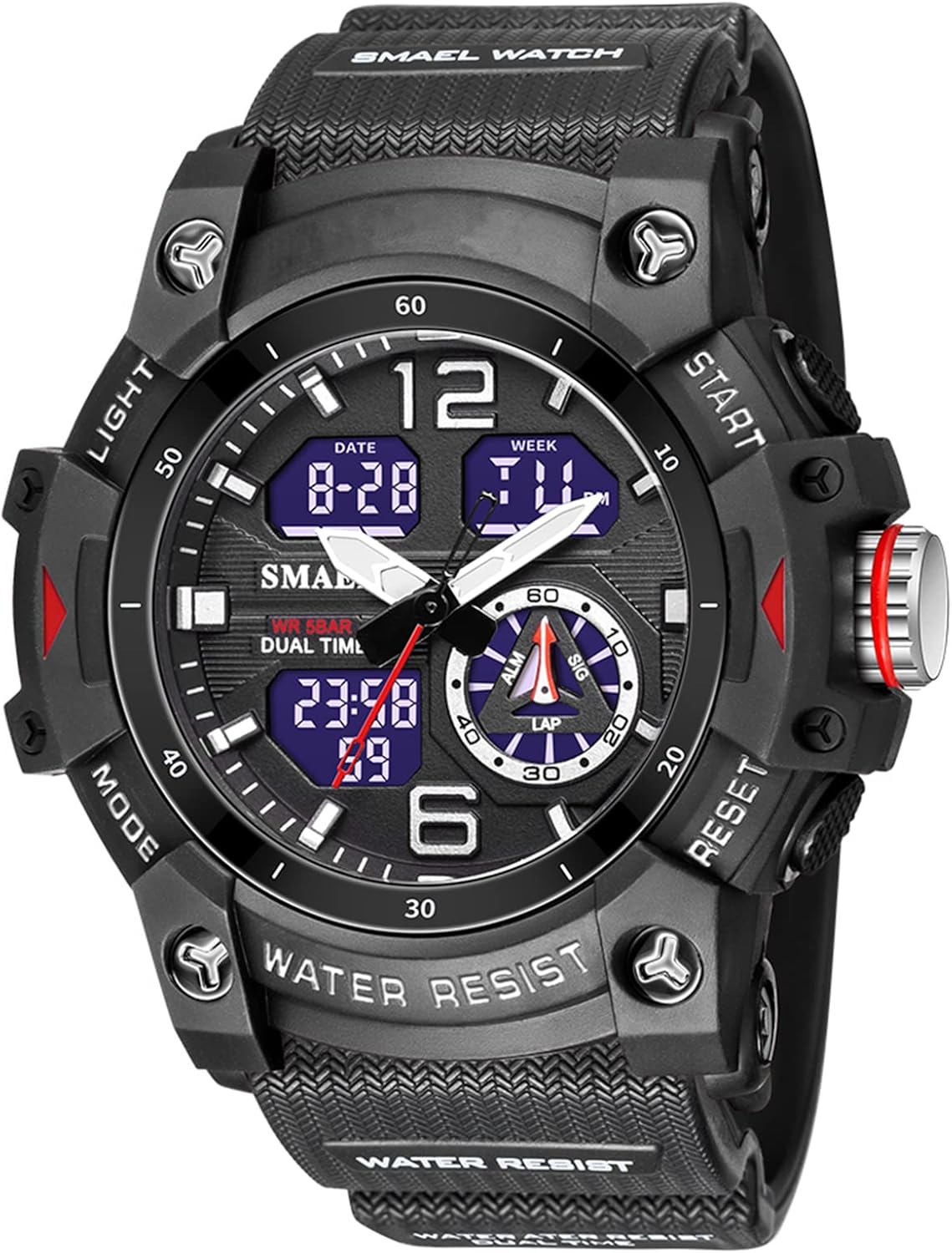 Mens Digital Watch, Sport Watches for Men Outdoor Military Digital Analog Stopwatch Waterproof Multifunctional Wrist Watch