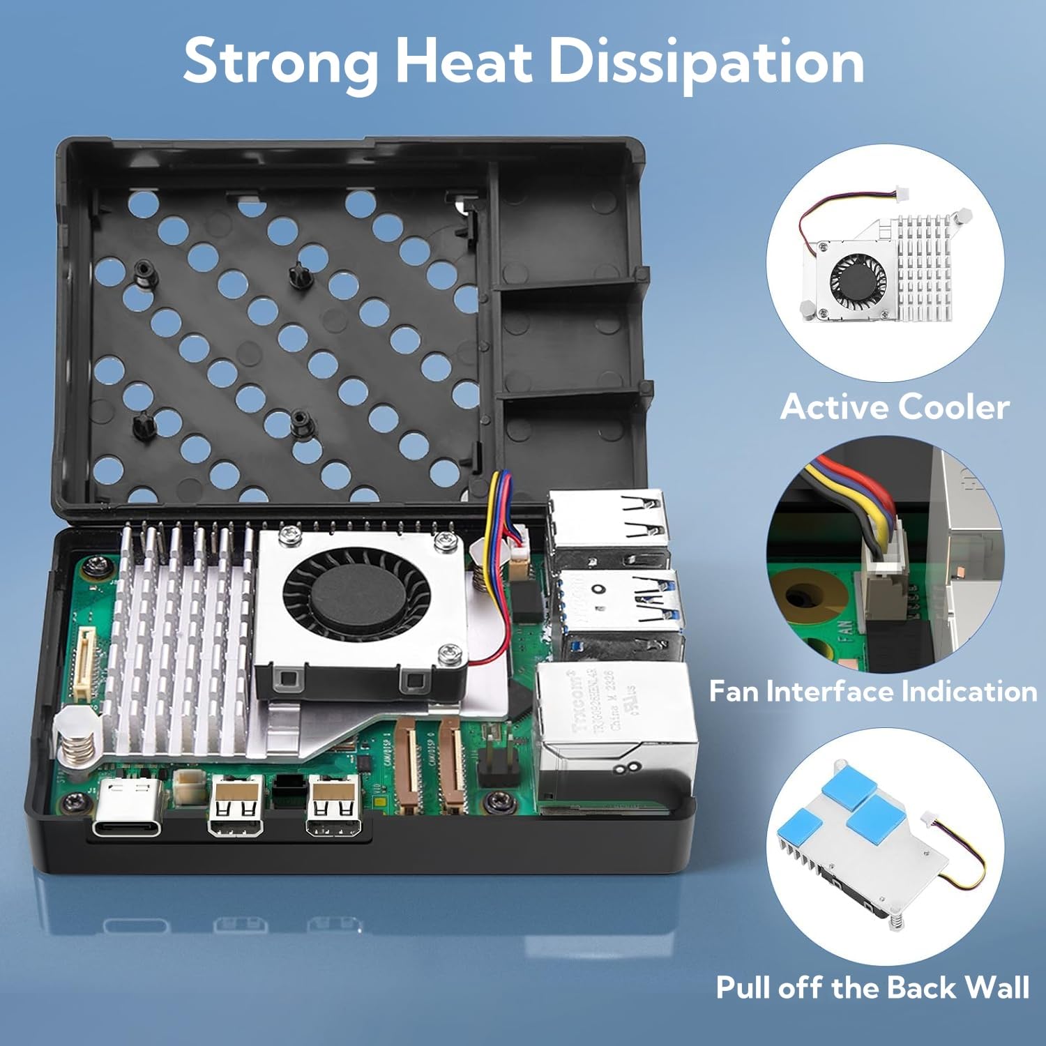 RasTech Raspberry Pi 5 4GB Kit 64GB Edition with Active Cooler,27W