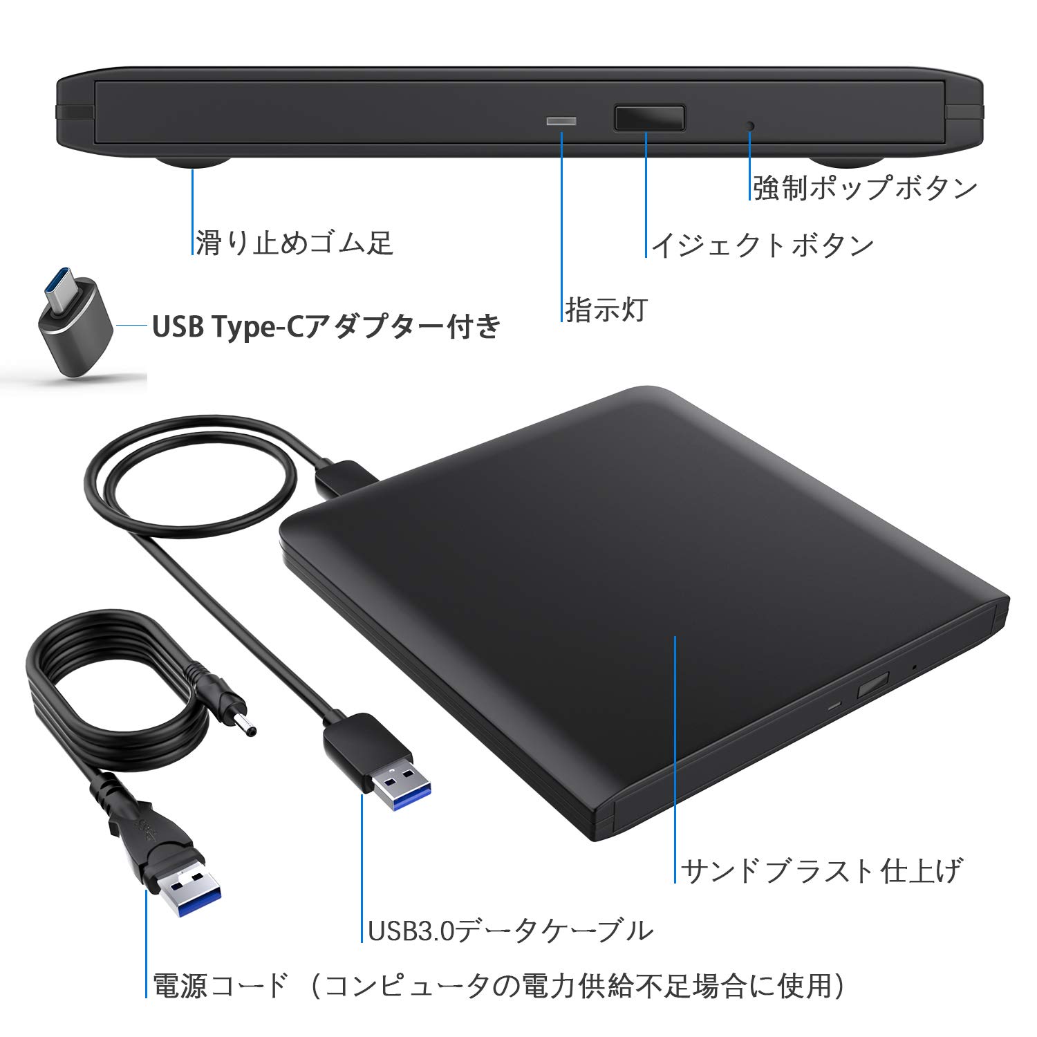 Amazon.co.jp: ブルーレイドライブ 外付 USB3.0 bdドライブ Blu-Ray CD
