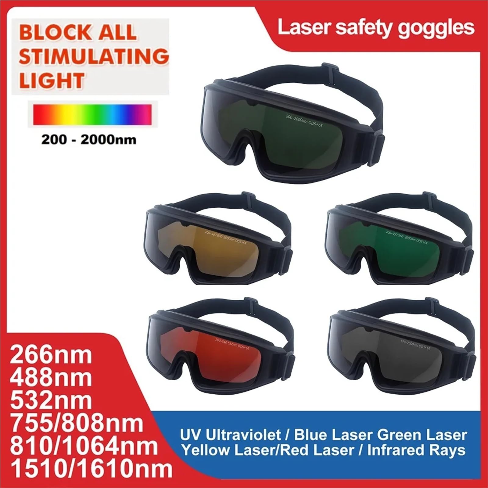 Gafas protectoras infrarrojas EPI, gafas de seguridad for soldar, protección for el cabello, todas las longitudes onda 200 a 2000 nm Para obras, talleres, ciclismo, jogging, servicio