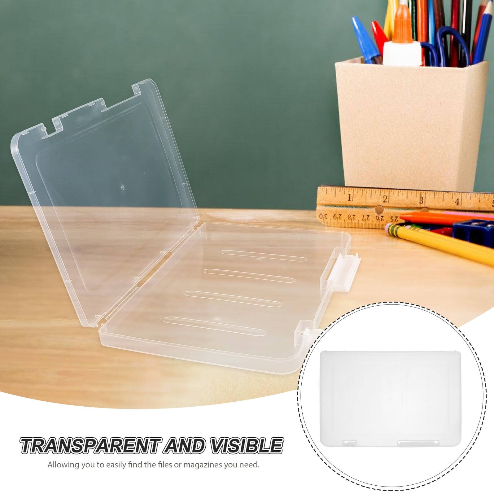 VALICLUD 4 Stück Aufbewahrungsbox aus Transparentem Stapelbare Dokumentenbox mit Deckel Tragbare Projektbox für Papier Zeitschriften und Archivierung Starke Belastbarkeit Langlebiger