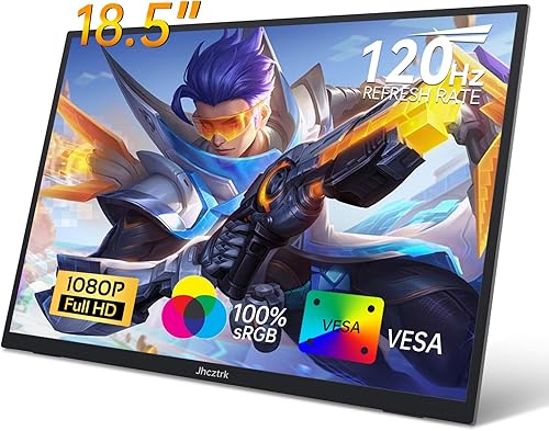 Monitor portátil de 18.5 pulgadas 120Hz FHD 1080P HDMI USB-C, 99% sRGB, monitores de juegos HDR Altavoces incorporados Kickstand y VESA Segunda